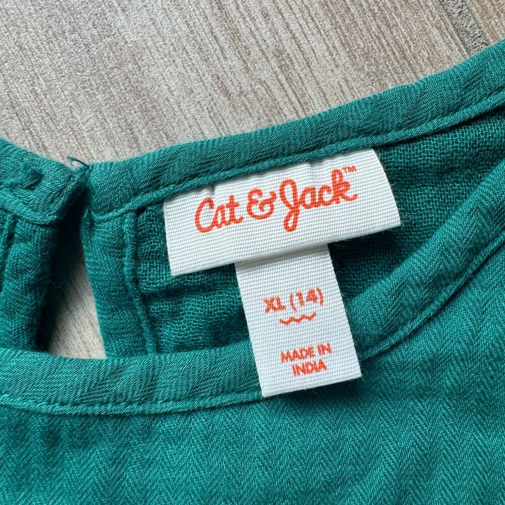 Cat & Jack Emerald Floral Top, Kids Size XL (14) - Picture 3 of 5